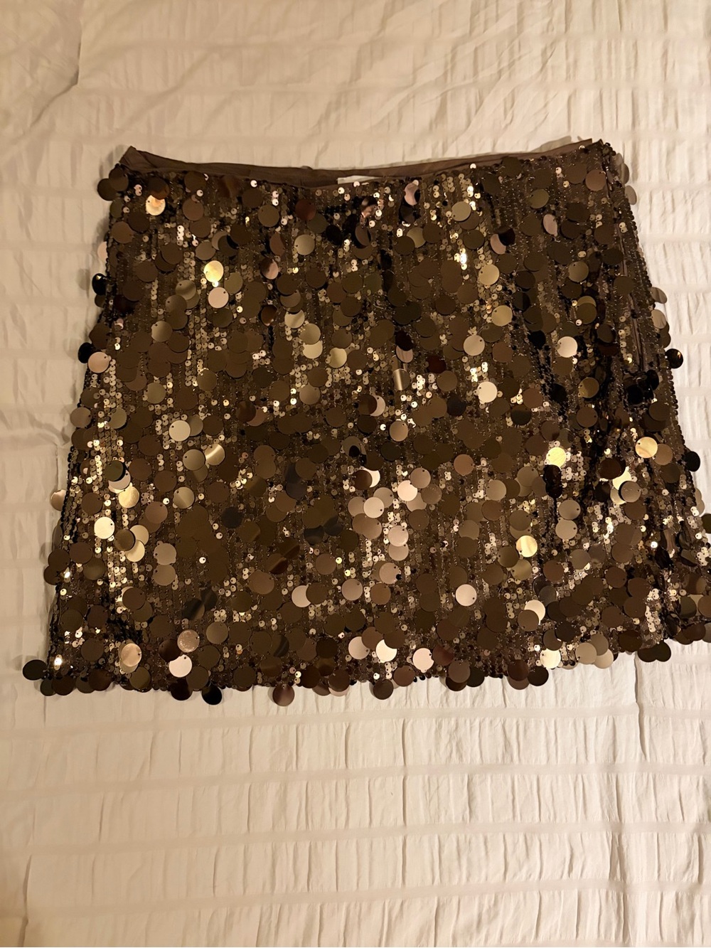Loft Sequin Mini Skirt in Metallic Bronze/Brown
